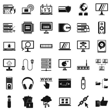 Ağ Icons set, basit tarzı
