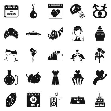 Sevgililer günü Icons set, basit tarzı