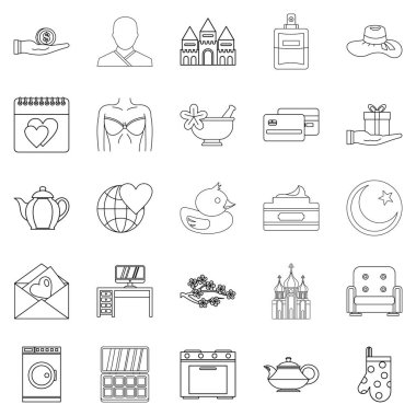 Evlilik Icons set, anahat stili