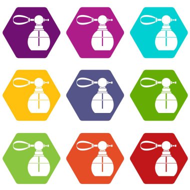 Parfüm şişesi Buharlaştırıcı simgesi olan renk altı yüzlü ayarla