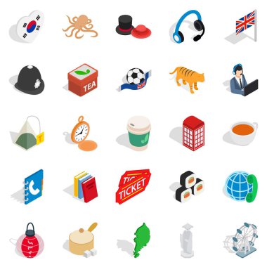 Mükemmel sağlık Icons set, izometrik stili