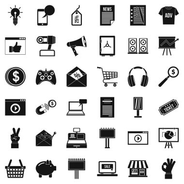 Bilgisayar pazarlama Icons set, basit tarzı