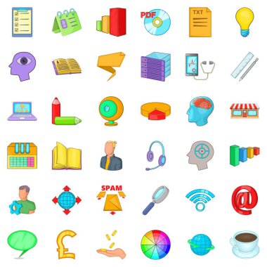 Internet pazarlama simgeler ayarla, tarzı çizgi film