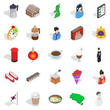 Kolaylığı Icons set, izometrik tarzı yaşam