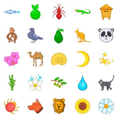 Bakire doğa Icons set, karikatür tarzı