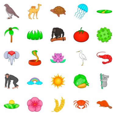 Doğa Icons set tarzı çizgi film