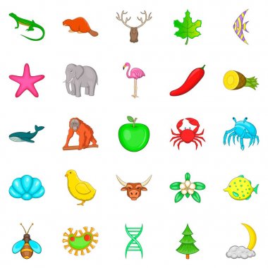 Yaban hayatı Icons set, karikatür tarzı korumak