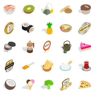 Kötü yemek Icons set, izometrik stili