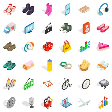 Ağ arama Icons set, izometrik stili