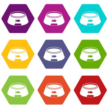 Kase için hayvan simgesi ayarla renk altı yüzlü