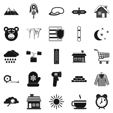 Kış ruh Icons set, basit tarzı