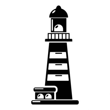 Çizgili deniz feneri simgesi, basit tarzı