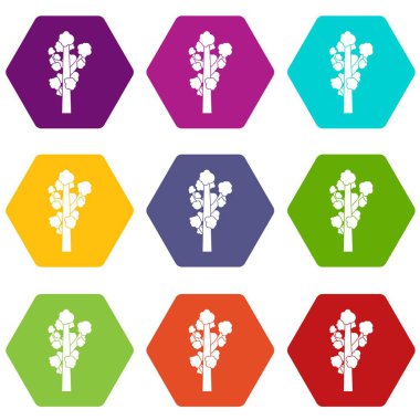 Renk altı yüzlü ağaç Icon set