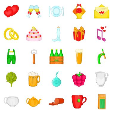 Aile hayatı Icons set, karikatür tarzı
