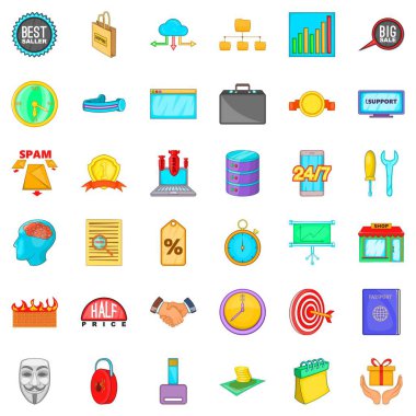 Finans Icons set, karikatür tarzı