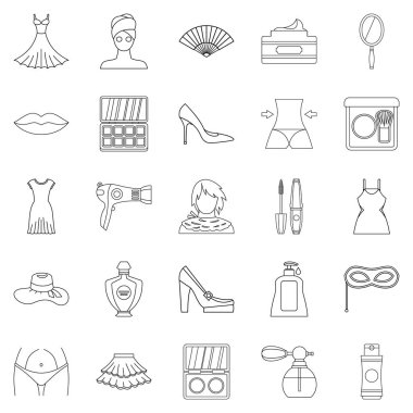 Kadın Icons set, anahat stili