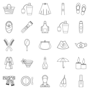 Kadınsı Icons set, anahat stili