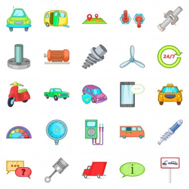 Araba bakım Icons set, karikatür tarzı
