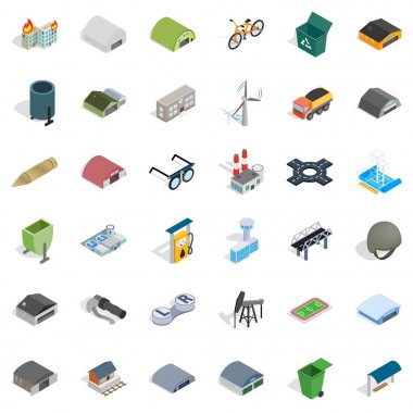 Demir şey Icons set, izometrik stili