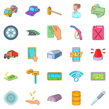 Araç bakım Icons set, karikatür tarzı