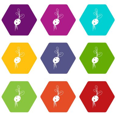 Patates Filiz kök simge kümesi renk altı yüzlü üzerinden