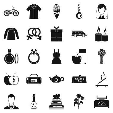 Kadın Icons set, basit tarzı için hediye