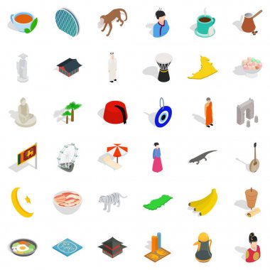 Türkiye'nin Simgesel Yapı Icons set, izometrik tarzı