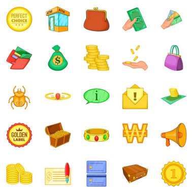 Hazır para Icons set, karikatür tarzı