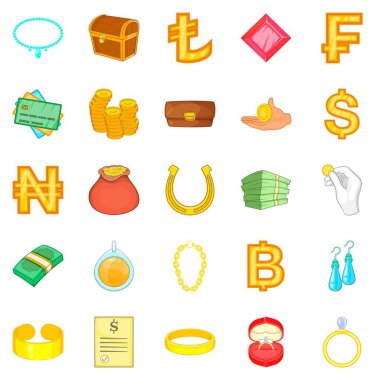 Net nakit Icons set, karikatür tarzı