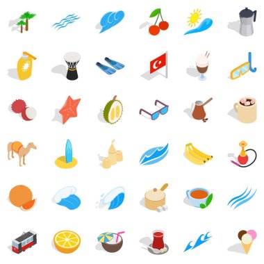 Turizm Icons set, izometrik stili