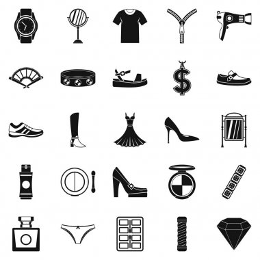 Kadın aksesuarları Icons set, basit tarzı