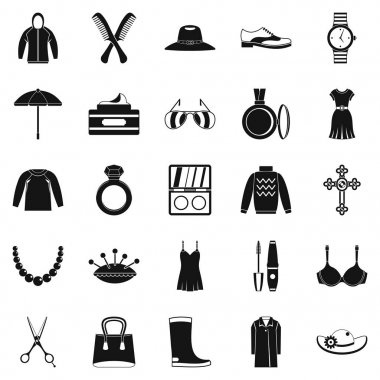 Kadınlar Takı Icons set, basit tarzı