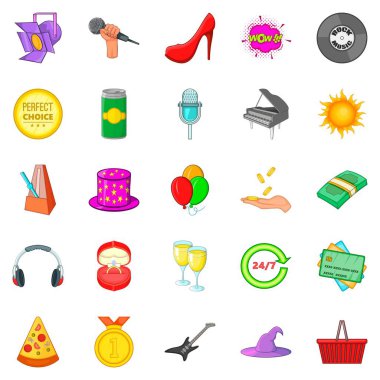 Restoran veranda Icons set, karikatür tarzı