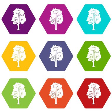 Renk altı yüzlü ağaç Icon set