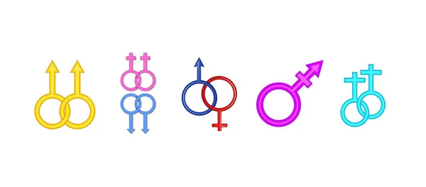 Cinsiyet sembol simge seti, karikatür tarzı — Stok Vektör