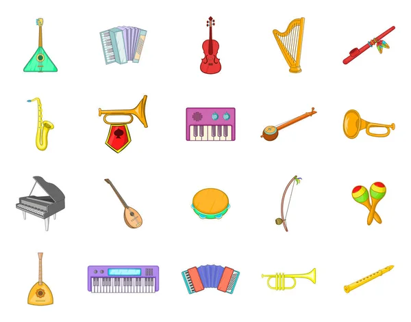 Strumento musicale set di icone, stile cartone animato — Vettoriale Stock