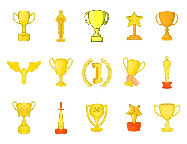 Conjunto de iconos de copa de trofeo, estilo de dibujos animados — Archivo Imágenes Vectoriales