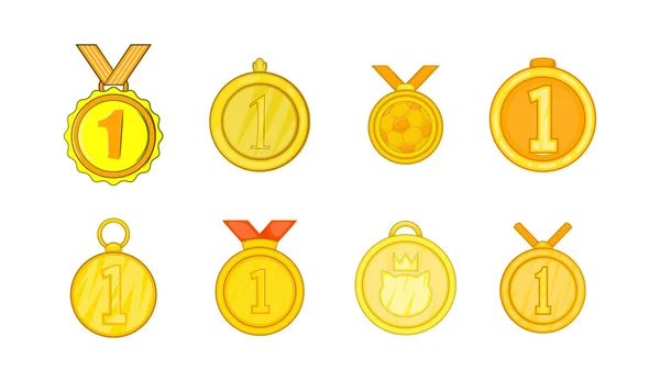 Conjunto de iconos de medalla, estilo de dibujos animados — Vector de stock