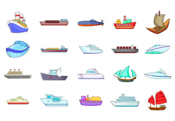 Ship icon set, cartoon style — Stock Vector