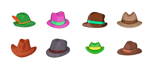 Conjunto de iconos de sombrero de Panamá, estilo dibujos animados — Archivo Imágenes Vectoriales