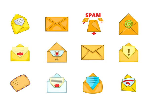 Mail Icon Set, Cartoon-Stil — Stockvektor