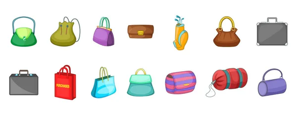 Handtaschen-Icon-Set, Cartoon-Stil — Stockvektor