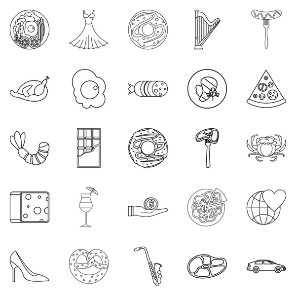Conjunto de ícones de vedação, estilo de contorno — Vetor de Stock