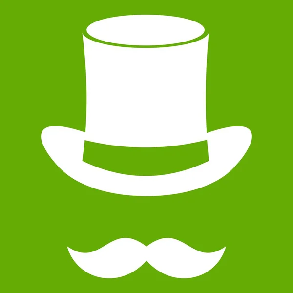 Magisch zwart hoed en snor pictogram groen — Stockvector