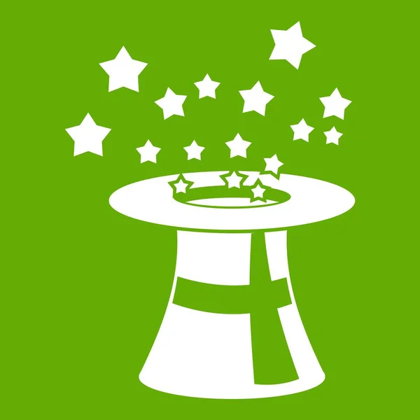 Chapeau magique avec icône étoiles vert — Image vectorielle