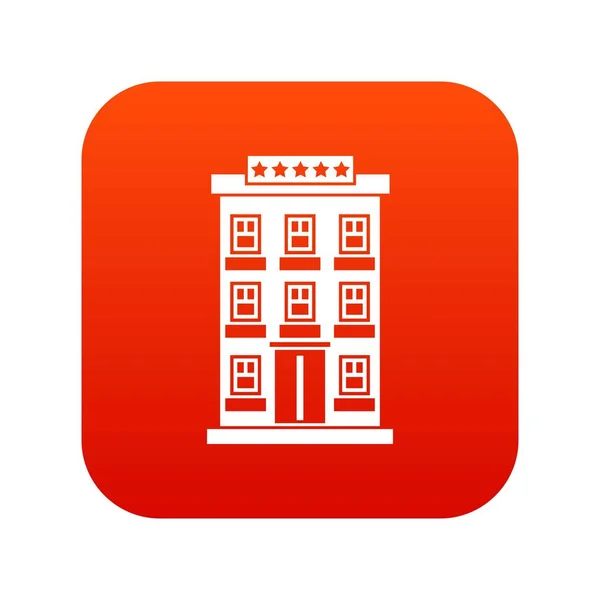 Hotel épület digitális ikon piros — Stock Vector