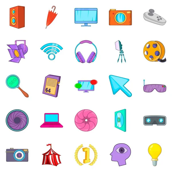 Conjunto de iconos de tienda de datos, estilo de dibujos animados — Vector de stock