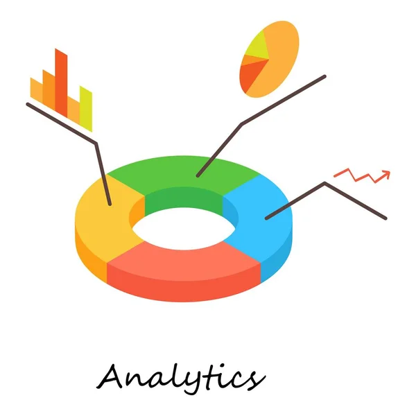 Analytics ikona, izometrické 3d styl — Stockový vektor