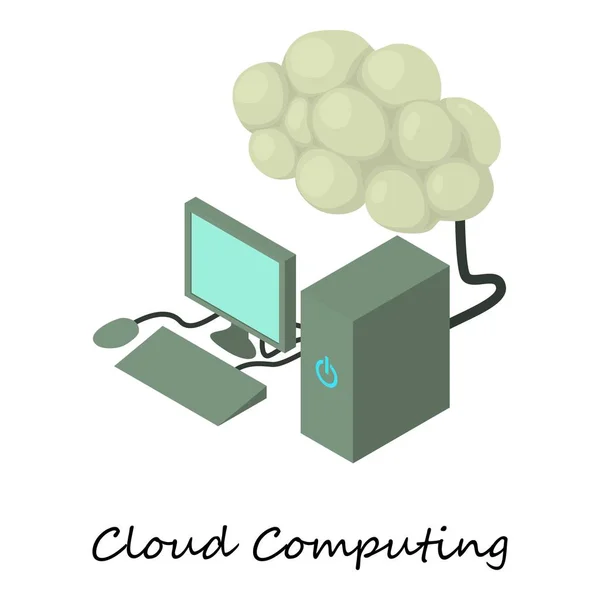 Ícone de computação em nuvem, estilo 3D isométrico — Vetor de Stock