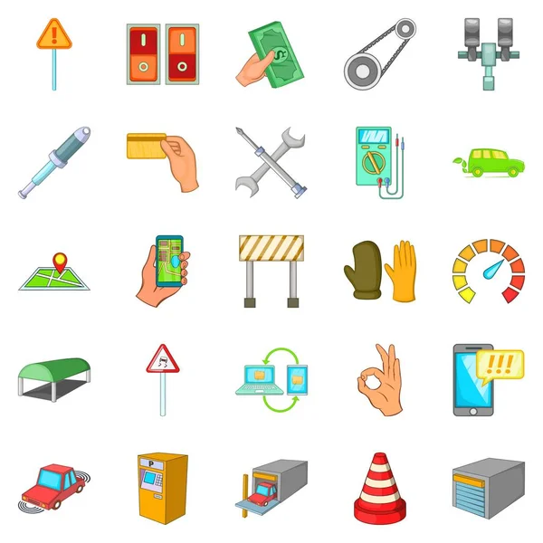 Hulpdiensten iconen set, cartoon stijl — Stockvector